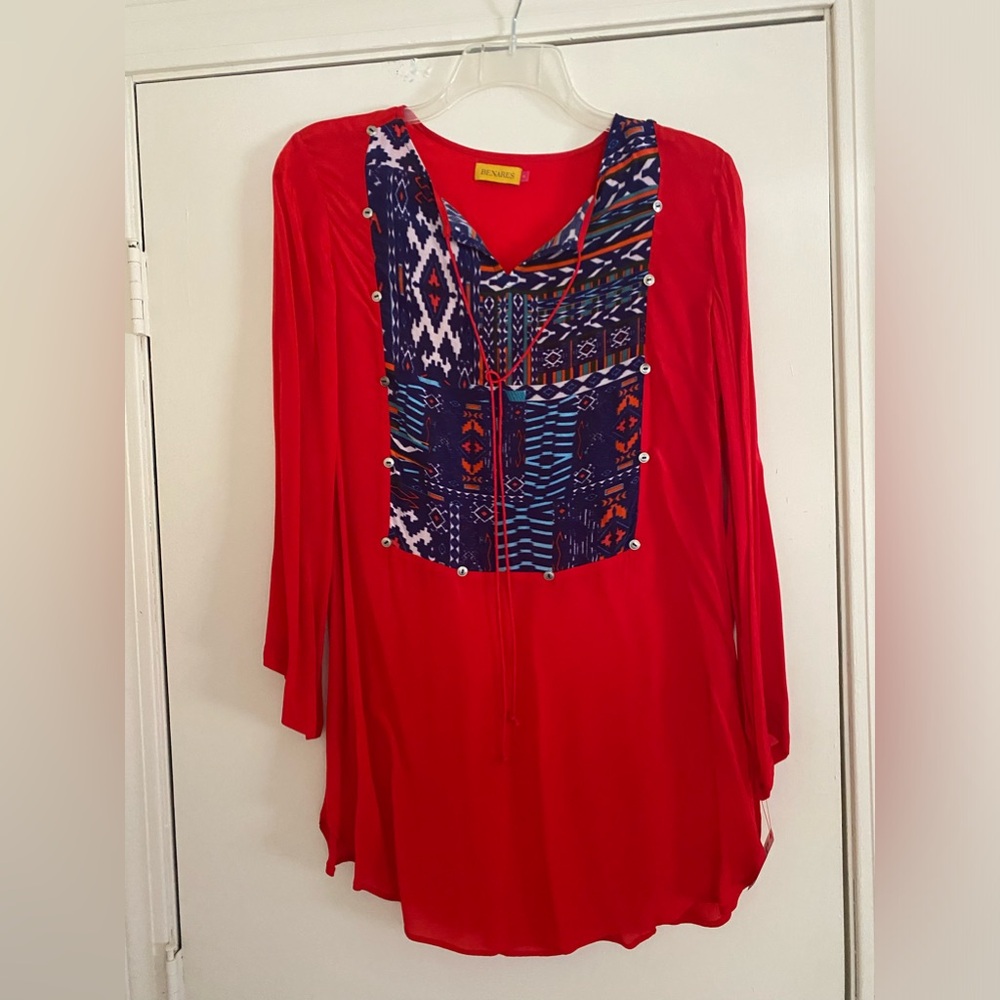 Benares Red Tunic sz S nwt